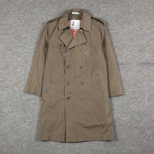 Misty Harbor Taupe Double Breasted Long Trench Coat Men’s 40 Removable Fur Liner